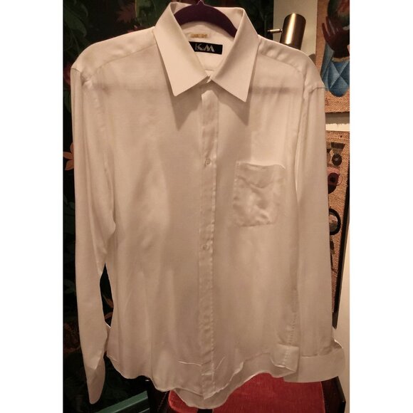Vintage Krizia Men's White Buttondown Diamond Pattern Dress Shirt.  Size 16 - Picture 1 of 9